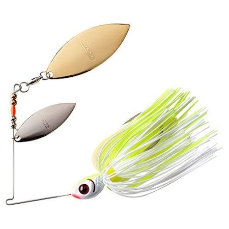 Booyah Double Willow Blade Spinnerbait, 12 Oz, White Chartreuse BYBW12616